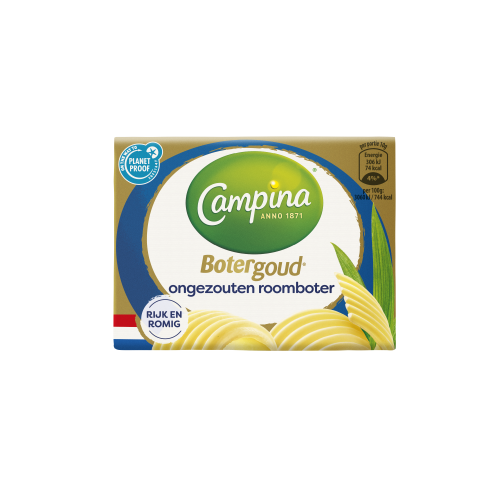 Campina Botergoud Ongezouten Roomboter 250g Wikkel