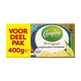 Campina Botergoud Ongezouten Roomboter 400g Wikkel